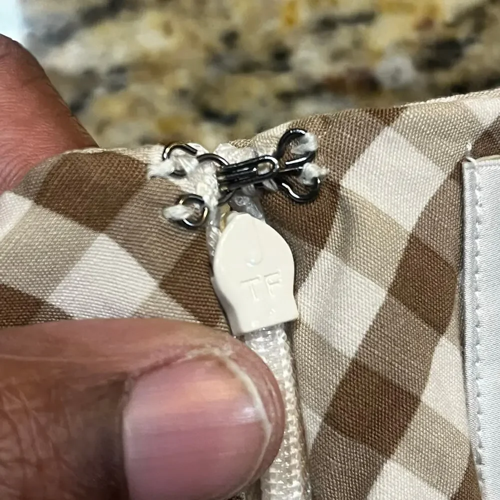 Maeve The Colette Pants 32 Gingham Brown Ruffle Hem Cropped Wide Leg Cottagecore - Picture 5 of 8